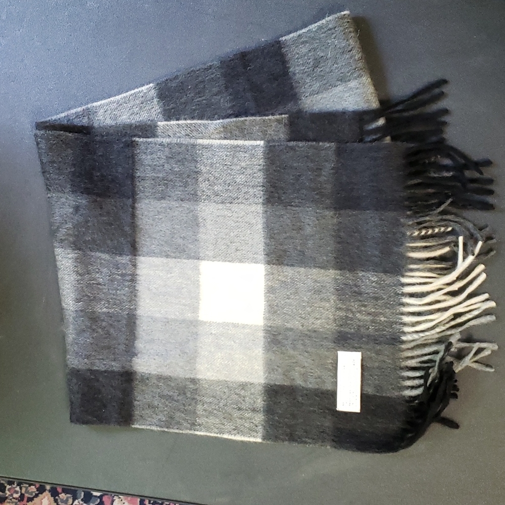 Cashmere Scarf, Grey Plaid